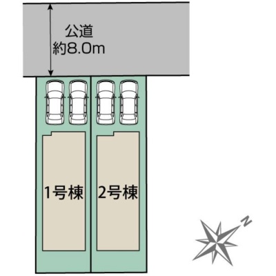 全体区画図（1号棟・2号棟）