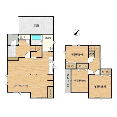 【リフォーム後間取り図】間取りは3LDKの二階建てです。1階和…