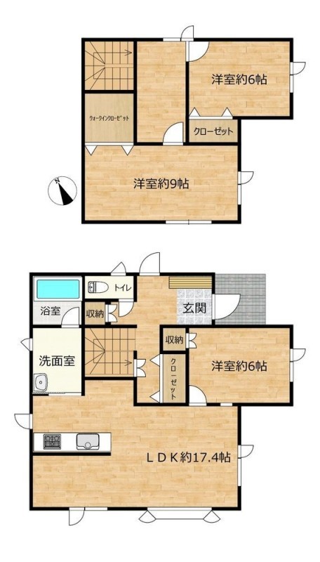 間取図です。３LDKへ間取り変更のリフォームを行いました。