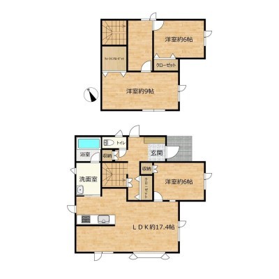 間取図です。３LDKへ間取り変更のリフォームを行いました。