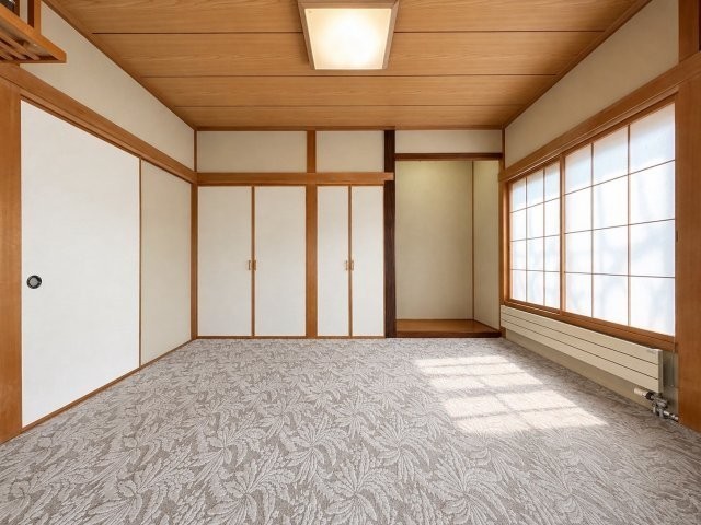 １階６帖和室。※バーチャル加工：一部家具・アイテム等を削除。