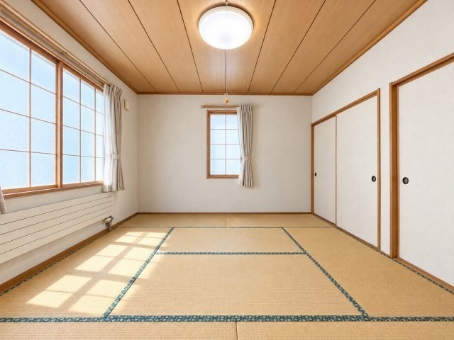 ２階８帖和室。※バーチャル加工：一部家具・アイテム等を削除。