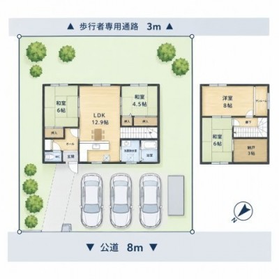 4LDK+S、土地面積262.80m2、建物面積95.60m2