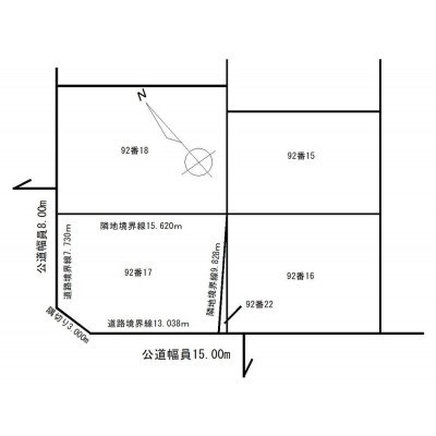 該当土地は角の土地になります（1筆）